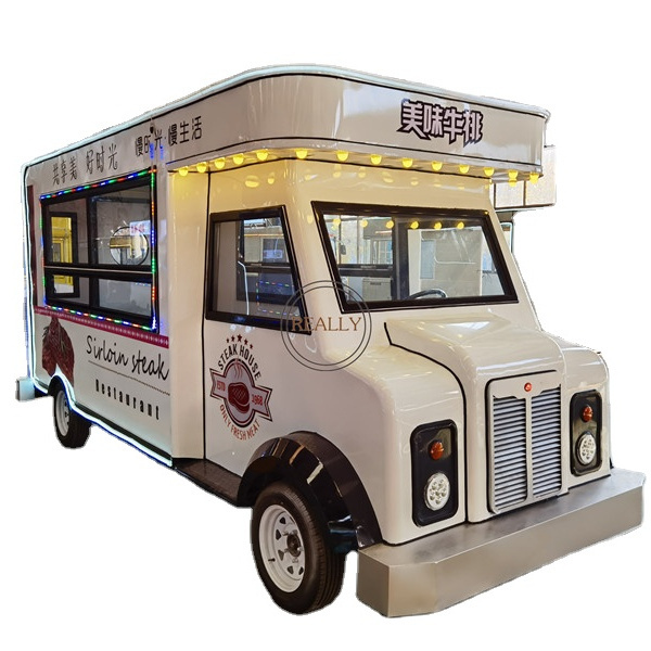 OEM Commercial Food Trucks Catering Drivable Fast Food Truck Mobile Outdoor Electric Snacks Carts with Deep Freezer