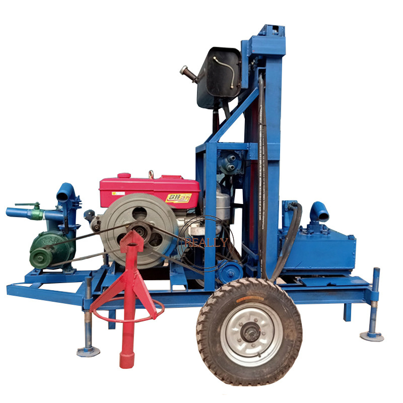 22HP Portable Water Hole Drilling Machines Diesel Engine Deep Hydraulic Well Drilling Rig For Water Swivel Digger Machinery