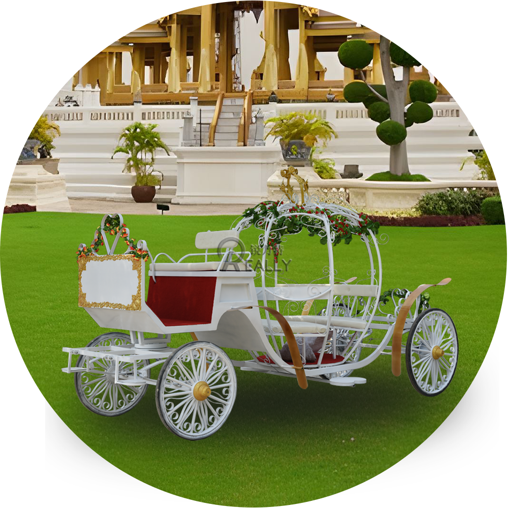 Luxury four wheels electric golden Royal coach/sightseeing horse carriage horse wagon for christmas