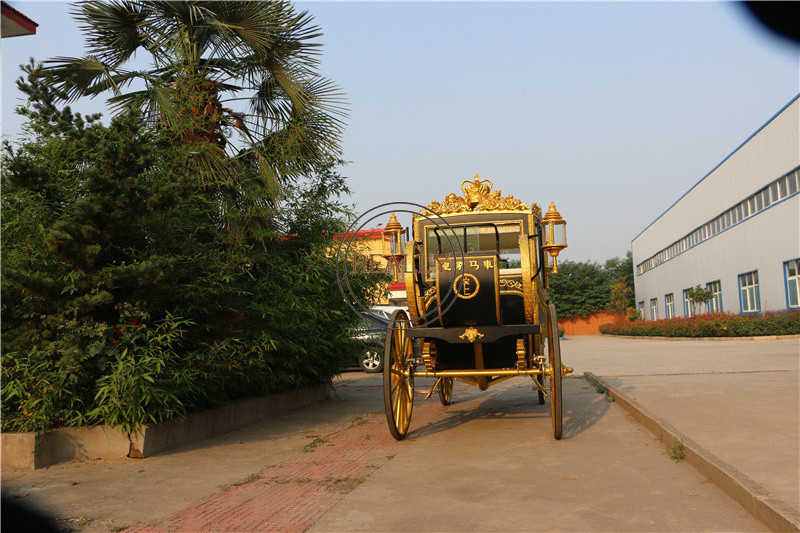 OEM High Quality Golden Marathon Horse Wagon Carriage Cart With Soft Double Seats and Alumina Non-Slip Food Pat