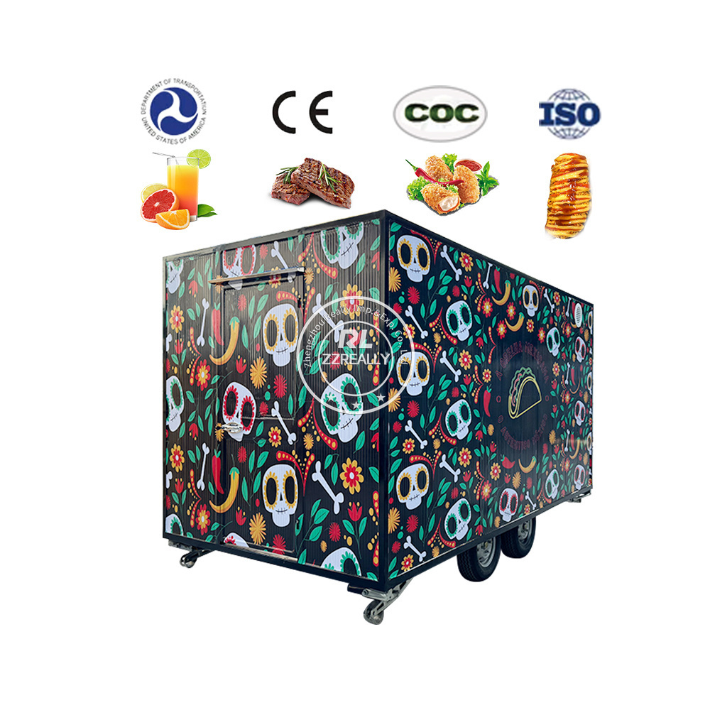 2024 Luxury Multifunction Vending Cart Big Mobile Food Trailer Food Truck With Full Kitchen Mobile Kitchen Hotdog BBQ Food Trail