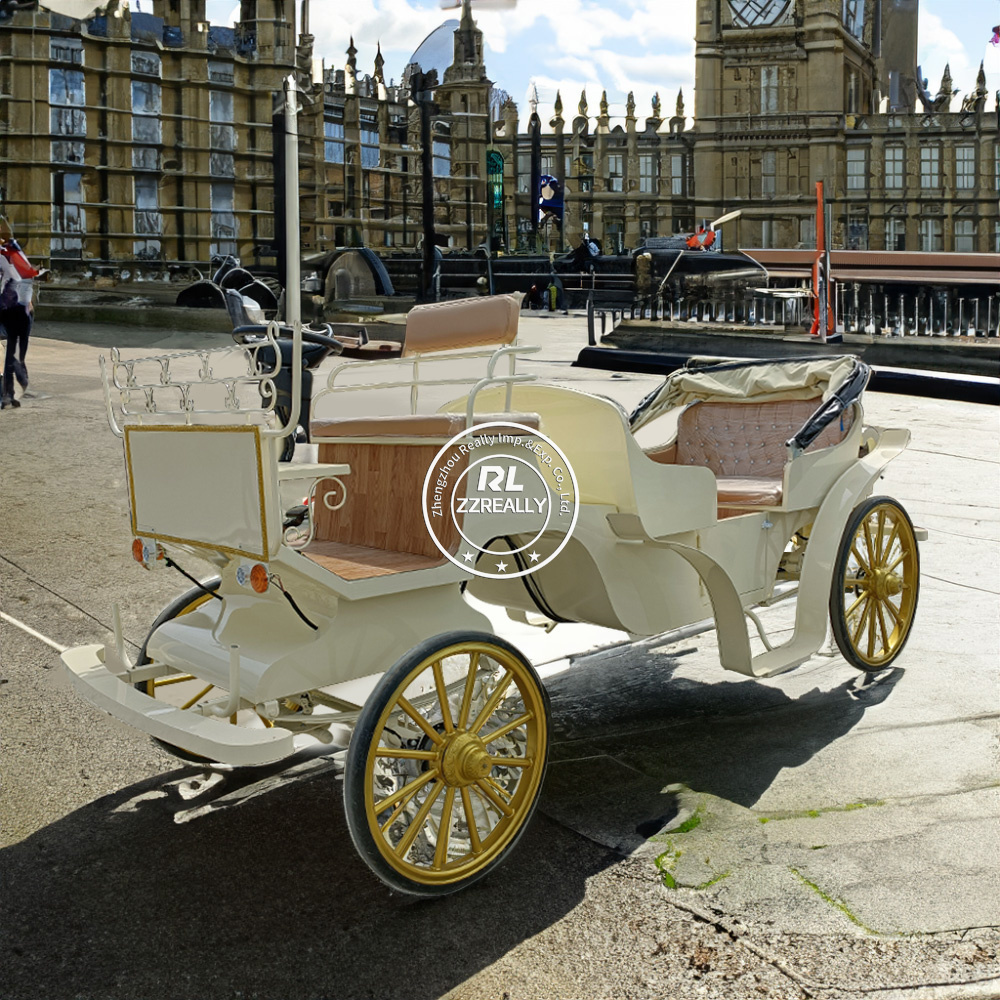 2024 Luxurious Queen's Royal Golden Horse Carriage Sightseeing Electric Horseless Carriage