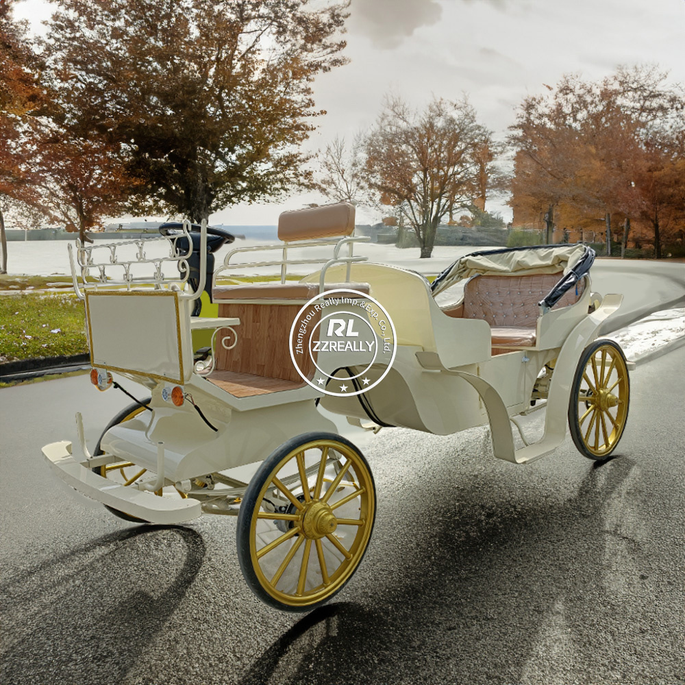 2024 Luxury Four Wheels Special Transportation Sightseeing Royal Horse Carriage Wagon Sightseeing Tourist Horse Cart