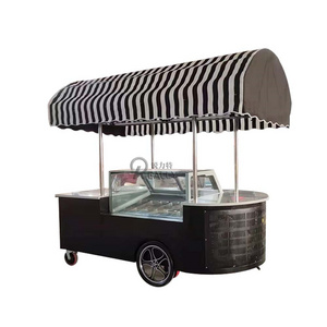 2024 Hot Sale Pizza Oven Ice Cream Tricycle Freezer For Sale Burger Snacks Trolley Cart Ice Cream Food Cart