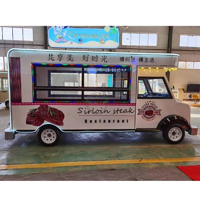 OEM Commercial Food Trucks Catering Drivable Fast Food Truck Mobile Outdoor Electric Snacks Carts with Deep Freezer