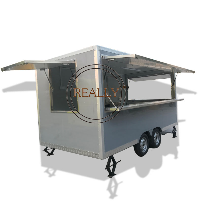 China Custom Mobile Street Fast Vending Carts Fast Food Truck Used Car Food Trailers With Freezer For Sale Europe