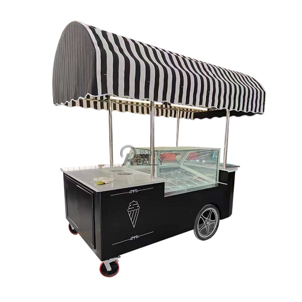 2024 Hot Sale Pizza Oven Ice Cream Tricycle Freezer For Sale Burger Snacks Trolley Cart Ice Cream Food Cart