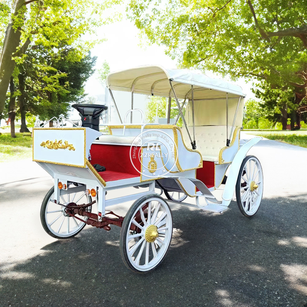 OEM Luxury Horse Cart Four Wheels Sightseeing Electric Royal Horse Carriage For Sale Can Customized Color And Logo