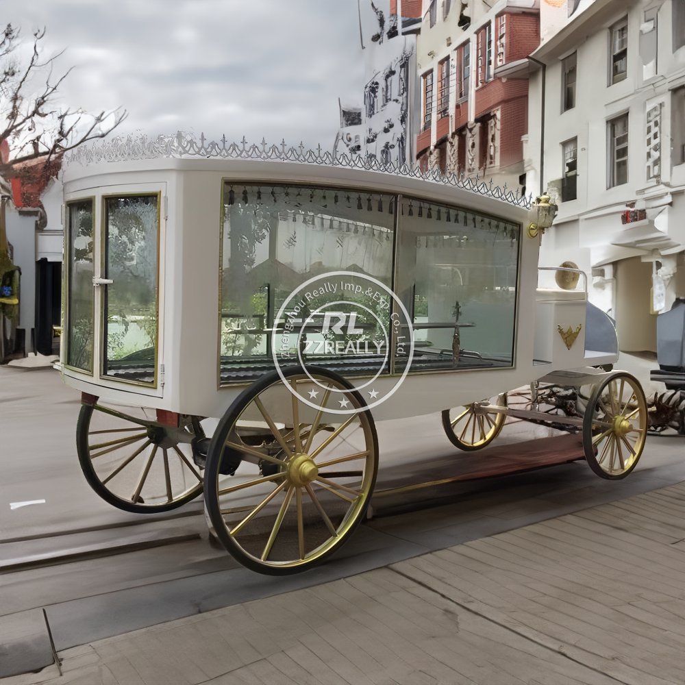 2024 Christian Funeral Ceremony Horse Carriage Antique Black Horse Drawn Hearse For Sale Funeral Horse Carriage