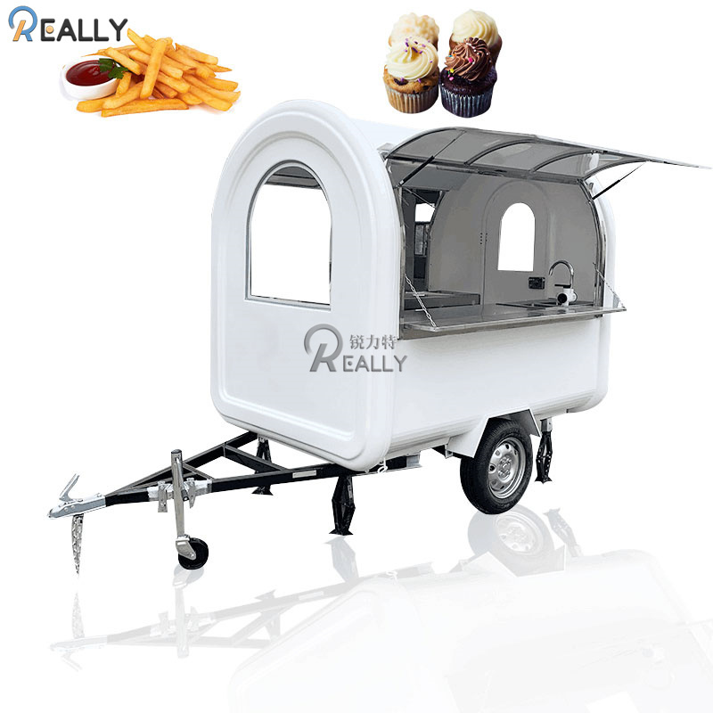 REALLY Black Customized Multifunctional Food Trailer/Coffee Food Truck with Baking Equipment/ Pizza Hamburger Camper Cart