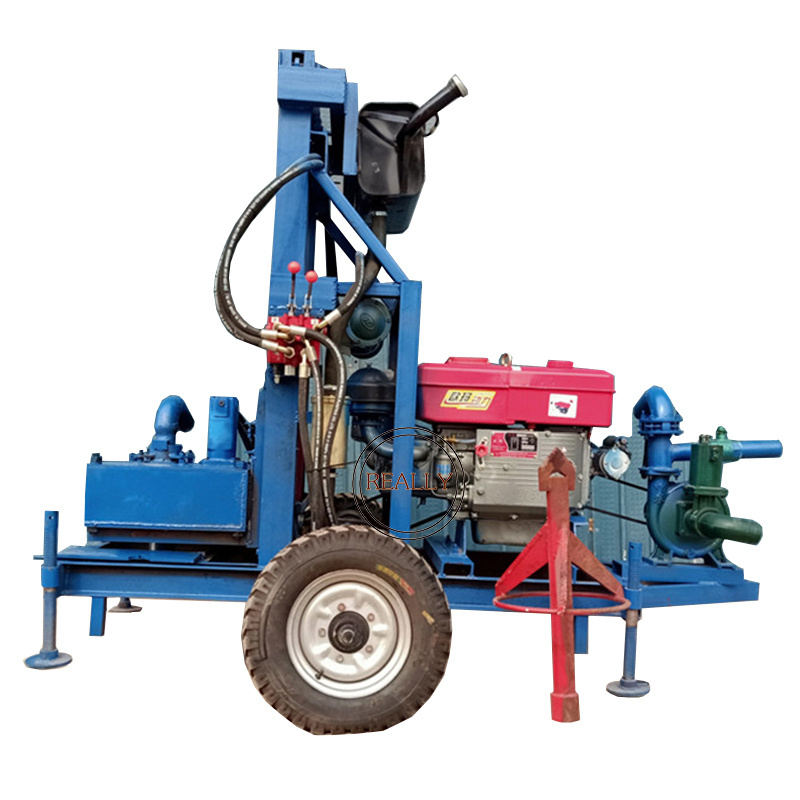 22HP Portable Water Hole Drilling Machines Diesel Engine Deep Hydraulic Well Drilling Rig For Water Swivel Digger Machinery