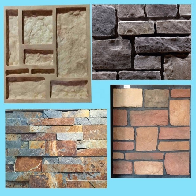 Outdoor Decorative 3D Background Art Wall Tile Veneer Silicone Rubber Stone Cultural Artificial Brick Stone Moulds