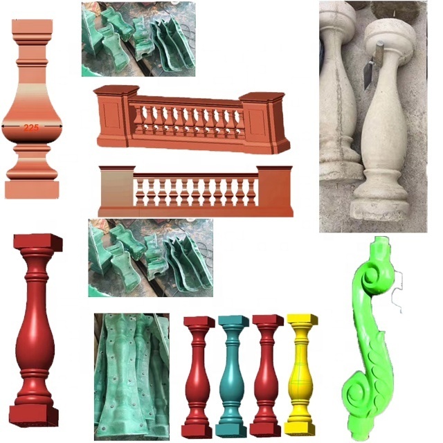 Plastic fiberglass railing concrete cement precast baluster mould for handrail