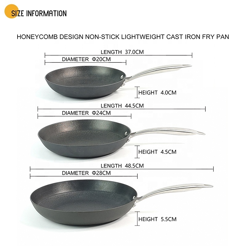 Korean Bbq 14-26cm Nonstick Frying Grill Pan Carbon Steel Steak Cast Iron Skillet Non Stick Fry Pan