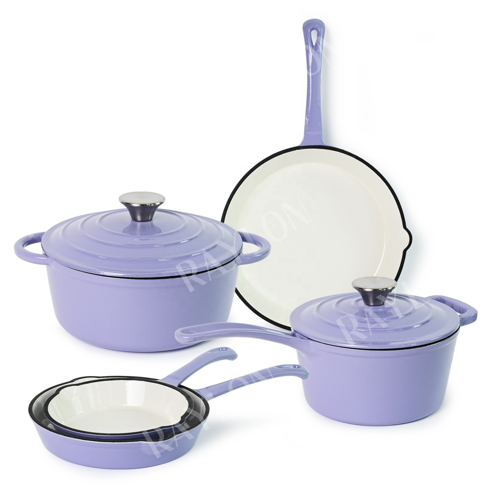 Hot Sale Factory Casting Iron Kitchen Cookware Enamel Cooking Pot Sets Enamel Cast Iron Cookware Set