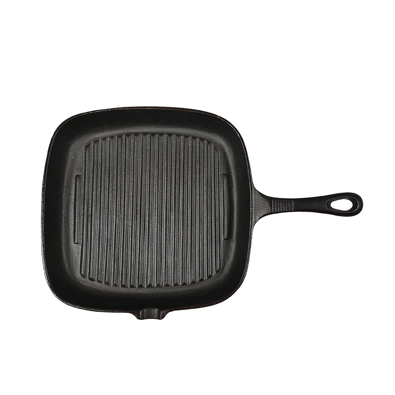 Cast iron square grill pan with long handle