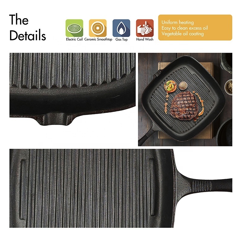 9.25 inch Vegetable Oil Cast Iron Grill Pan