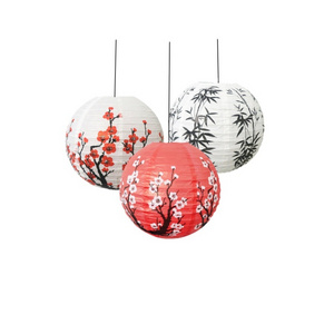 RTS Sakura Lantern Round Chinese Style DIY Plum Blossom Paper Lantern For Chinese Festival