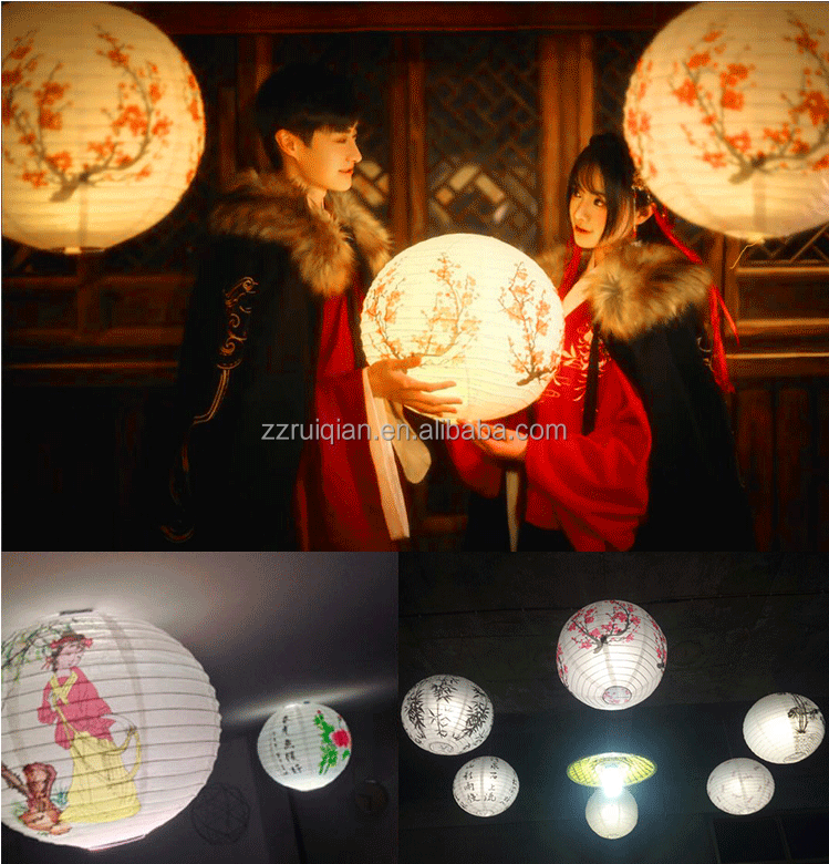 RTS Sakura Lantern Round Chinese Style DIY Plum Blossom Paper Lantern For Chinese Festival