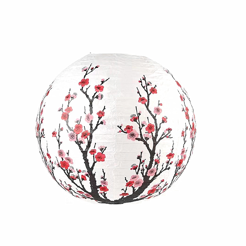 RTS Sakura Lantern Round Chinese Style DIY Plum Blossom Paper Lantern For Chinese Festival