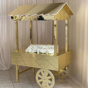 Hot Selling Desert Candy Cart Party Decoration Indoor and Outdoor Events Decoration Gold Candy Cart with Wheels