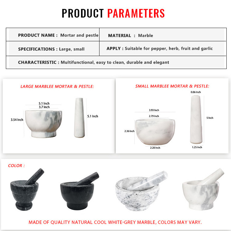 Wholesale Natural Marble Stone Mortar and Pestle Set Garlic Press Ginger Crusher Masher Pounder Powder Mill Kitchen