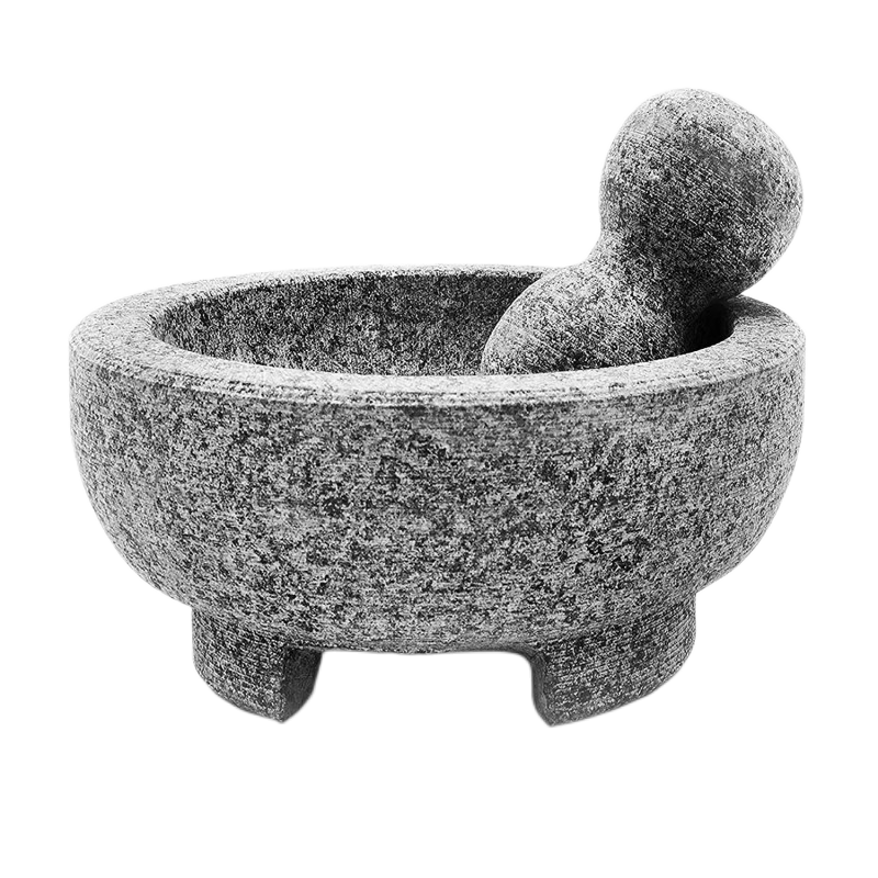 Mortar and Pestle Set, 8 Inch 4 Cups Large Capacity Unpolished Granite  Guacamole Bowl, Stone Grinder Bowl for