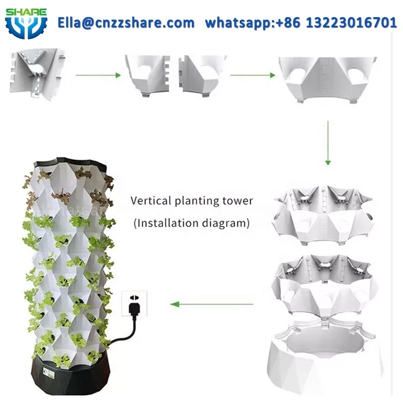 Tower Aeroponics Garden Vertical With 4 led Light Vertical Hydroponic Tower Growing Systems