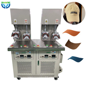 Curved Visor Ironing machine Equipped with Cooling and AUTO FRONT PANEL PRESSING AND PEAK MACHINE WITH 2 HEADS