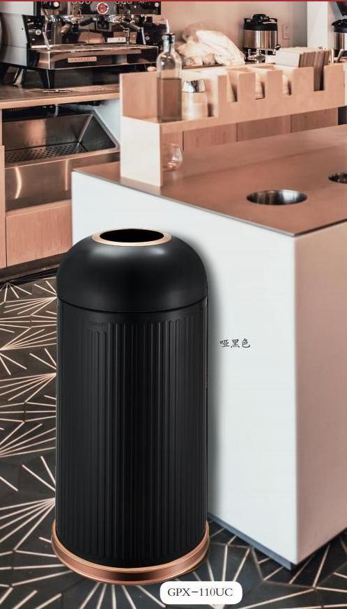 Indoor Swing Top Black Round Ash Bins Hotel Trash Can Metal Waste Paper Bin Round Trash Bin For Bathroom