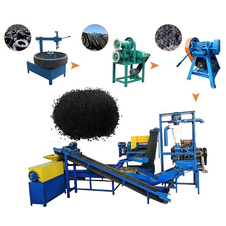 Car truck crushed waste tires recycling equipment powder machine production line