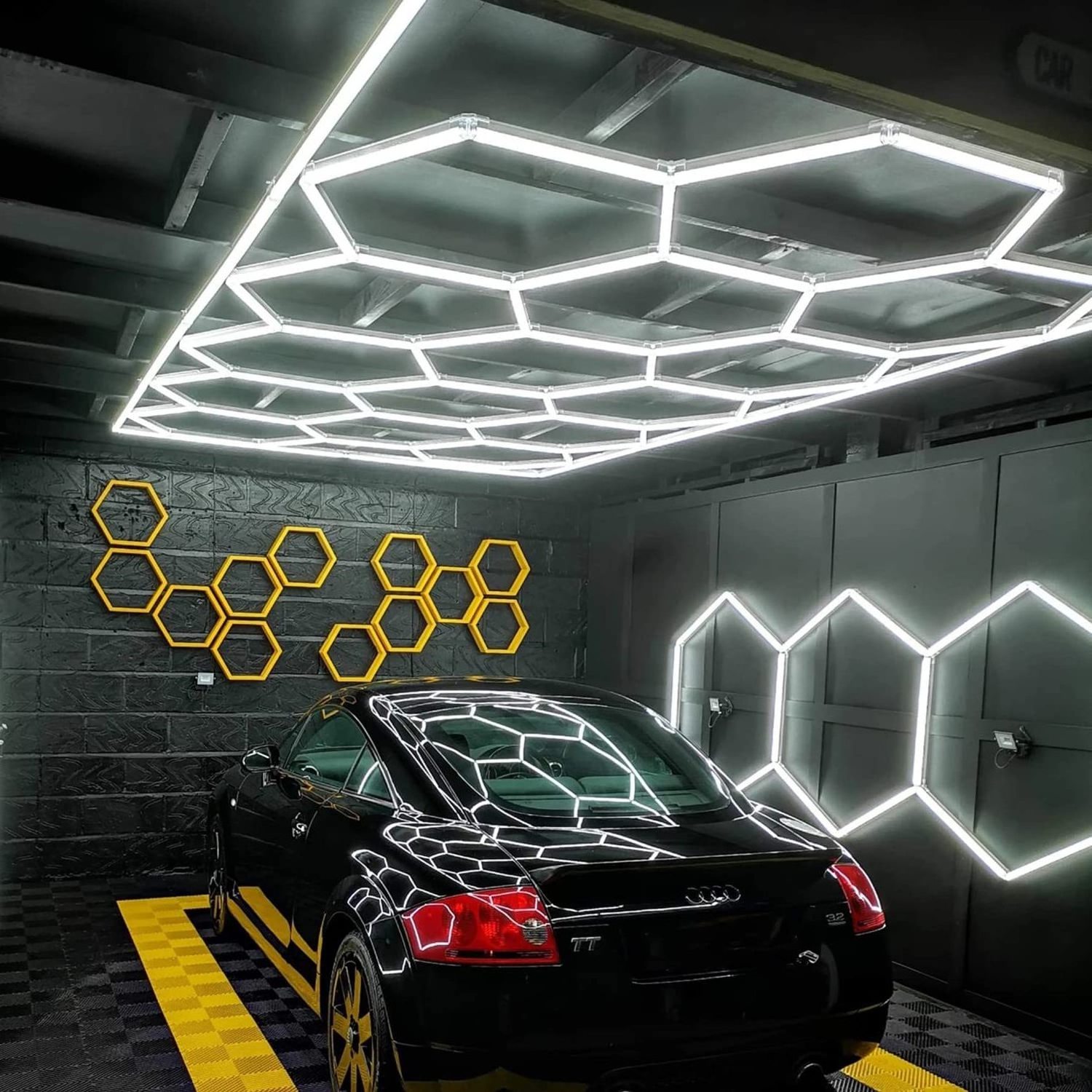 Hot Seller 6500K hexagonal garage led light honeycomb ceiling light grid led light garage automotive led