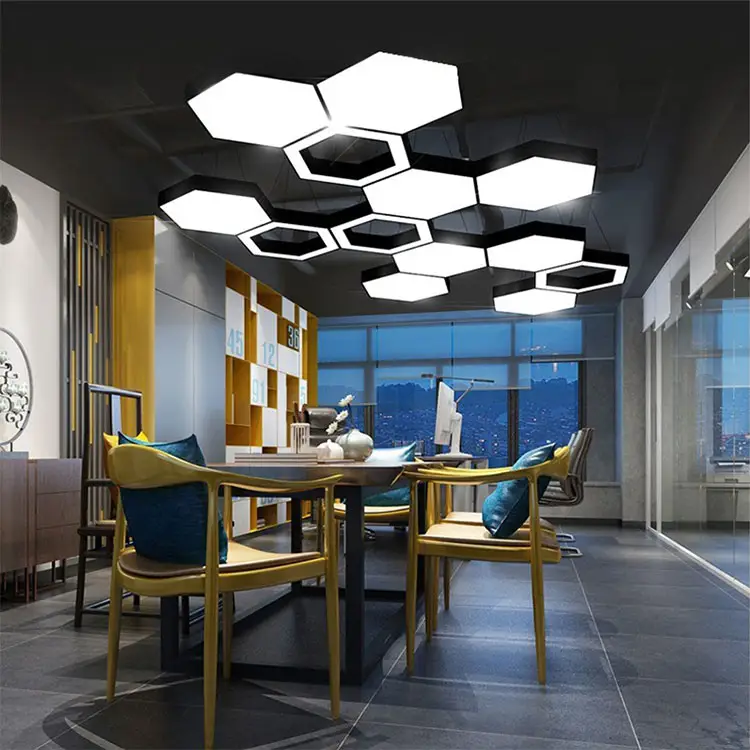 Hot sale modern chandelier hollow solid Hexagon led pendant light for cafe Office shop studio Lighting