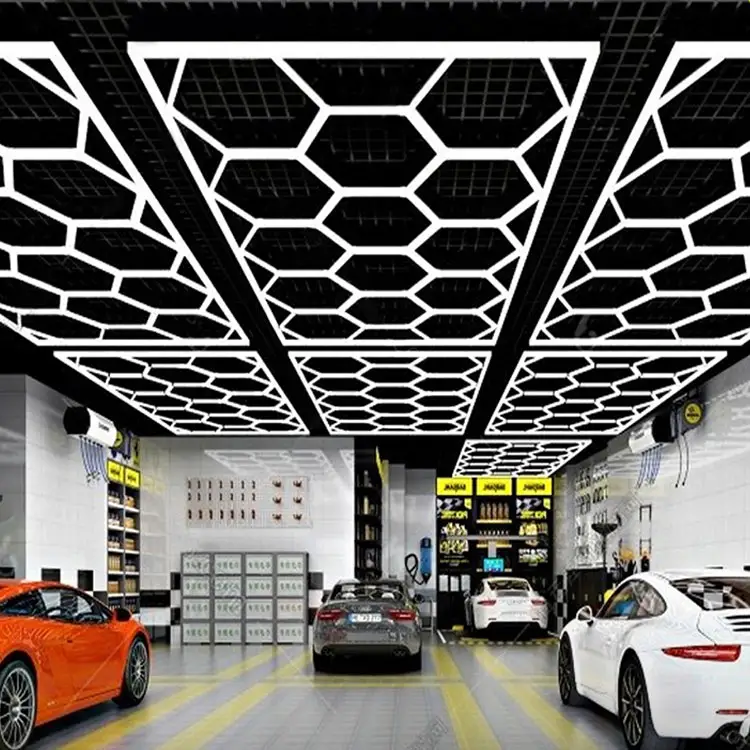 SUEZ high quality safety 3-pin hexagon led light hexagon ceiling led light for work shop garage led light