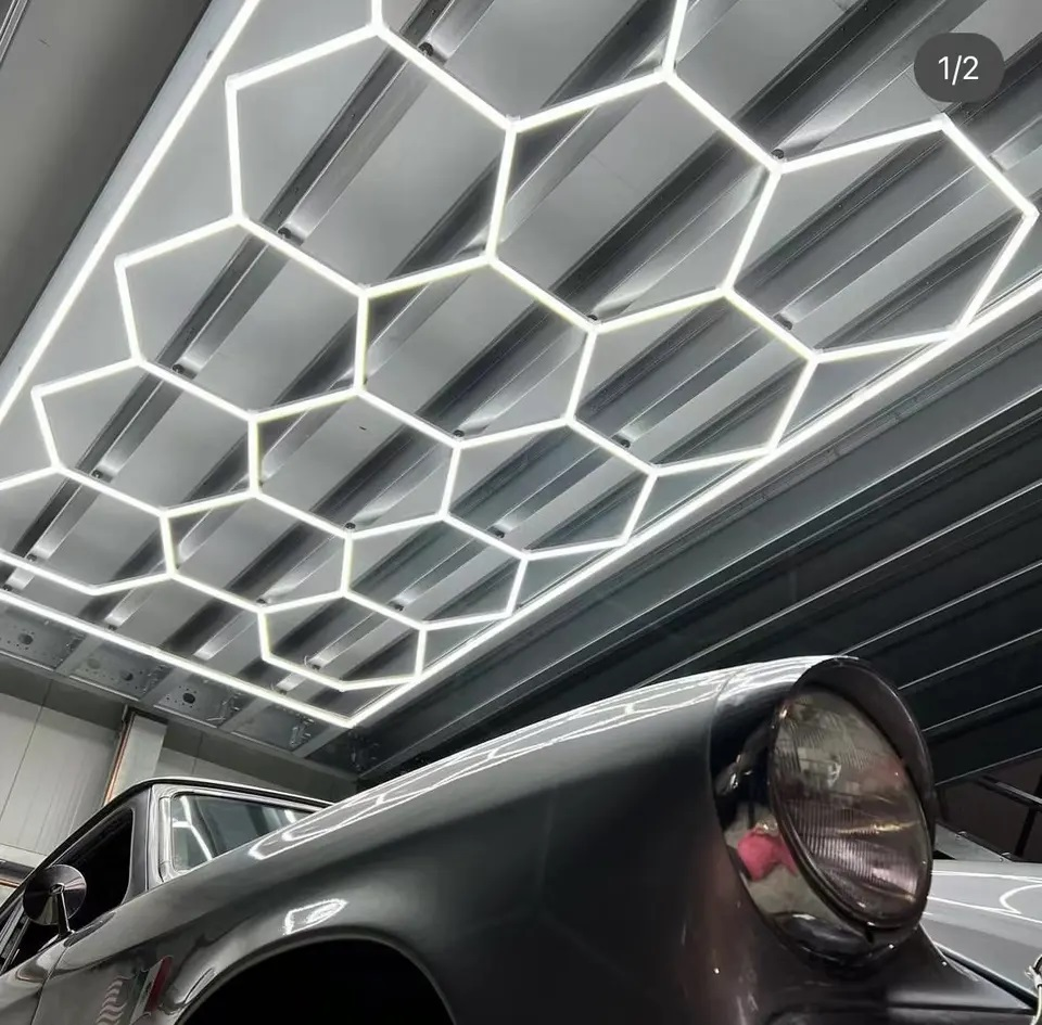 Hot Sale Living Room Ceiling Lighting Led Hexagon Gym Office Car Detailing Lights Garage Led Light Ceiling