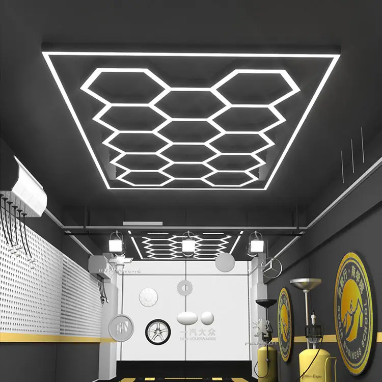 Hot Sale Living Room Ceiling Lighting Led Hexagon Gym Office Car Detailing Lights Garage Led Light Ceiling