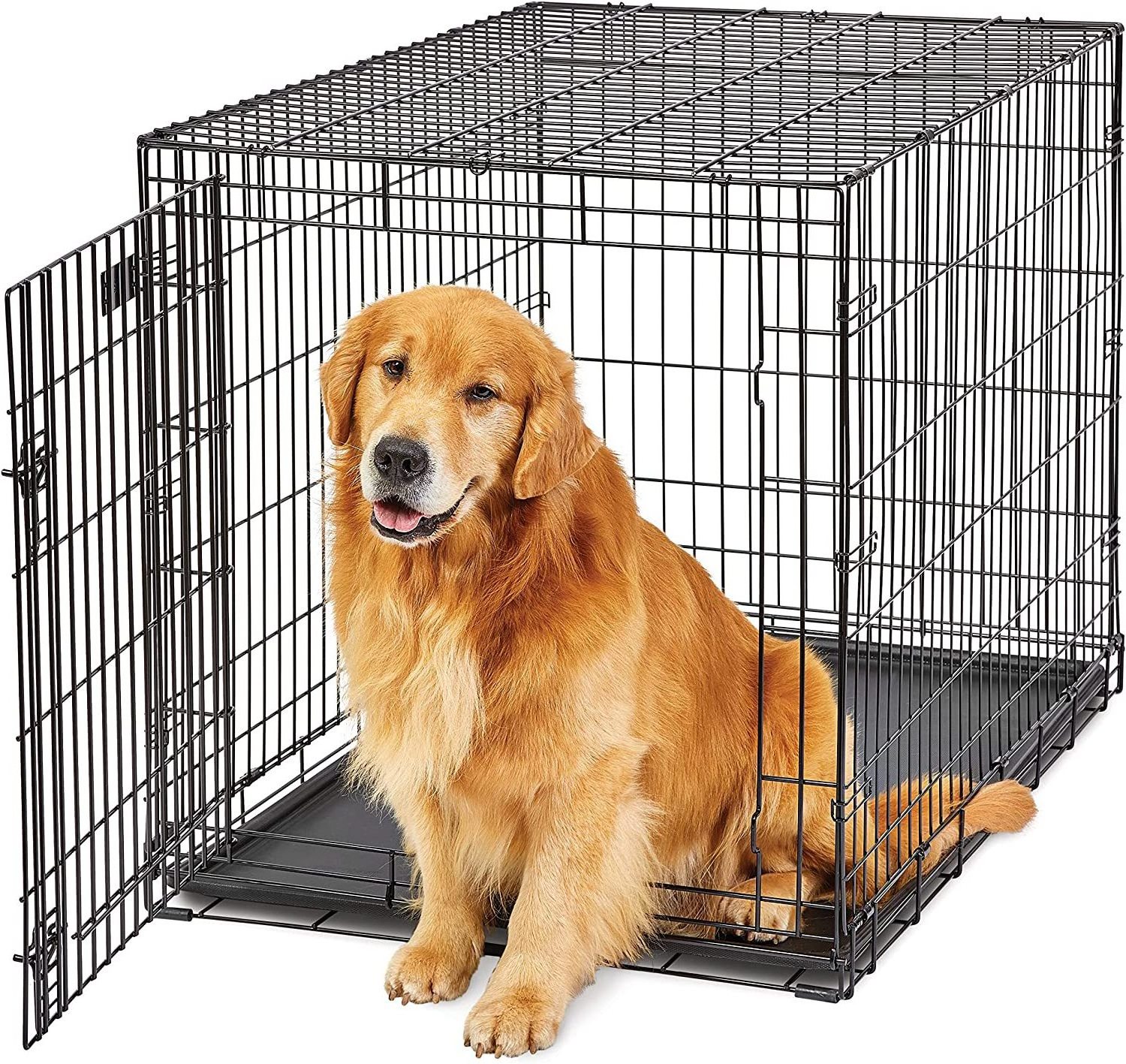 Comfortable Large Dog Crate Folding Metal Dog kennel Metal Wire With Tray Small Pet Cage