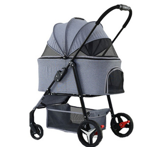 outdoor folding Lightweight 4 Wheels pet stroller detachable pet trolley carrier strollers for dogs