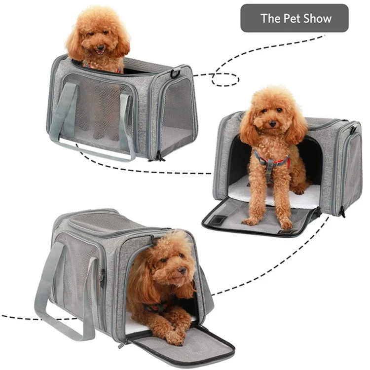 Travel Tote Luggage Soft Sided Pink Cat Dog Pet Carrier With Detachable Wheels Cat bag dog carrier bag travel