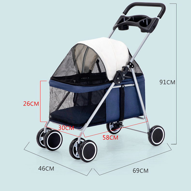 Luxury 4 Wheel Small Pet Stroller For Cat/Pet Fold Travel Stroller Small Dog For Pet Travel /Wholesale Dog Stroller Pet Carrier