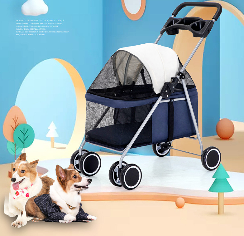 Luxury 4 Wheel Small Pet Stroller For Cat/Pet Fold Travel Stroller Small Dog For Pet Travel /Wholesale Dog Stroller Pet Carrier