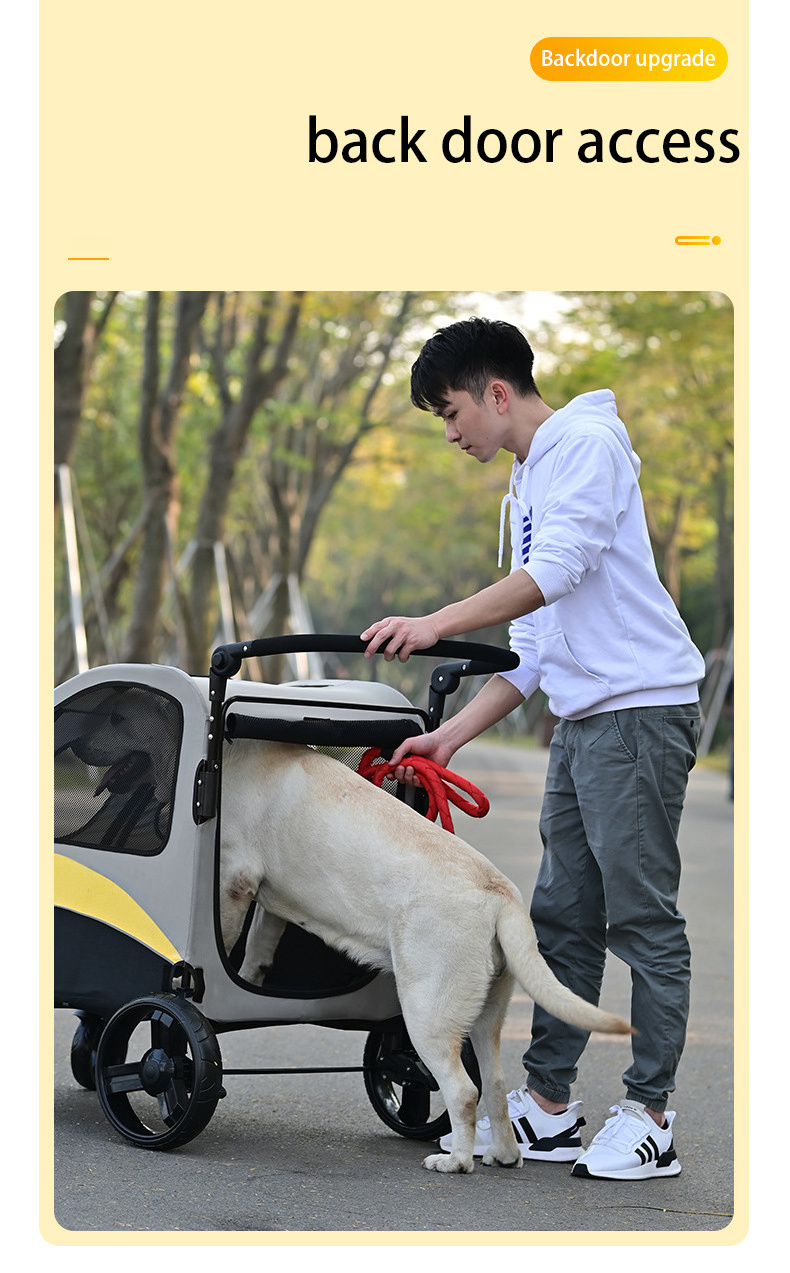 In stock outdoor 4 Wheels folding breathable cat dog trolley large pet strollers for disabled dogs