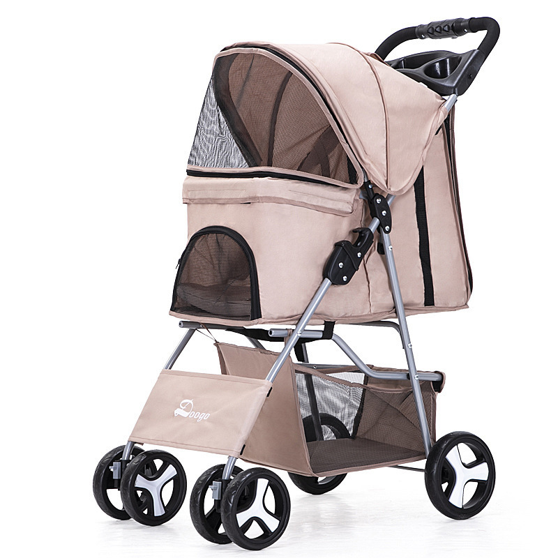 New Four-wheel pet stroller dog stroller foldable pet trolley easy to install folding convenient cart