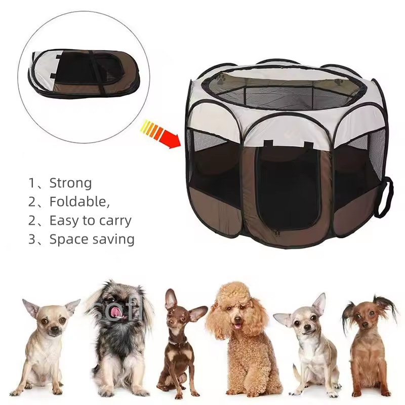 Pop Up Playpen animal Octagonal pet cages kennels dog fence pet tent cages for dogs pet carriers cat cage dog kennel