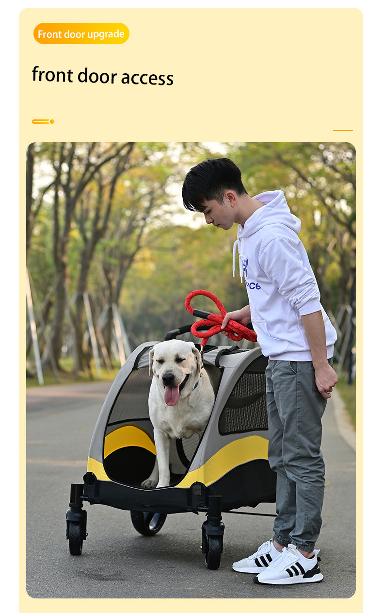 In stock outdoor 4 Wheels folding breathable cat dog trolley large pet strollers for disabled dogs