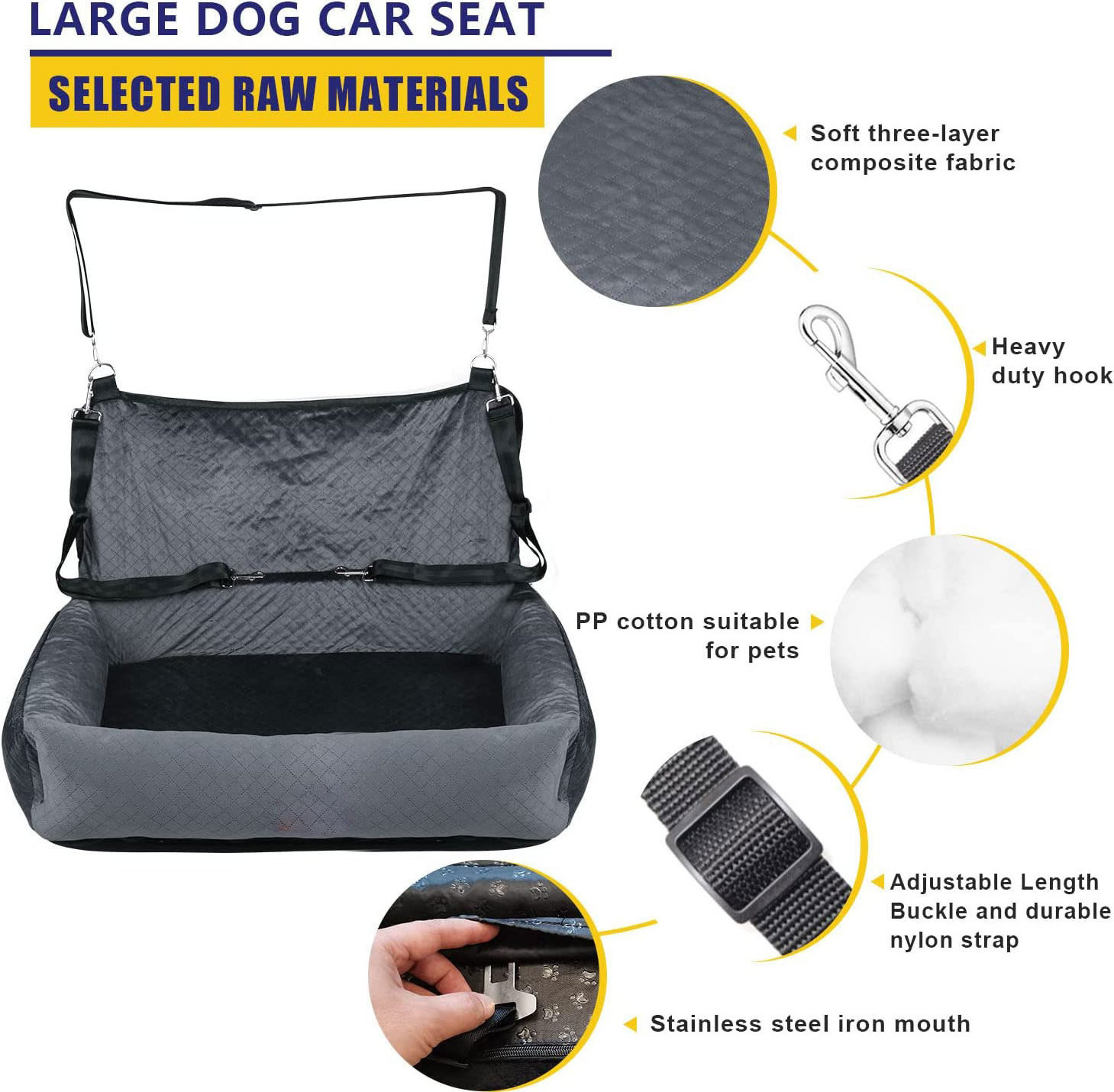 Medium and large car kennel  multi-functional car pet  travel bed comfortable safety dog seat