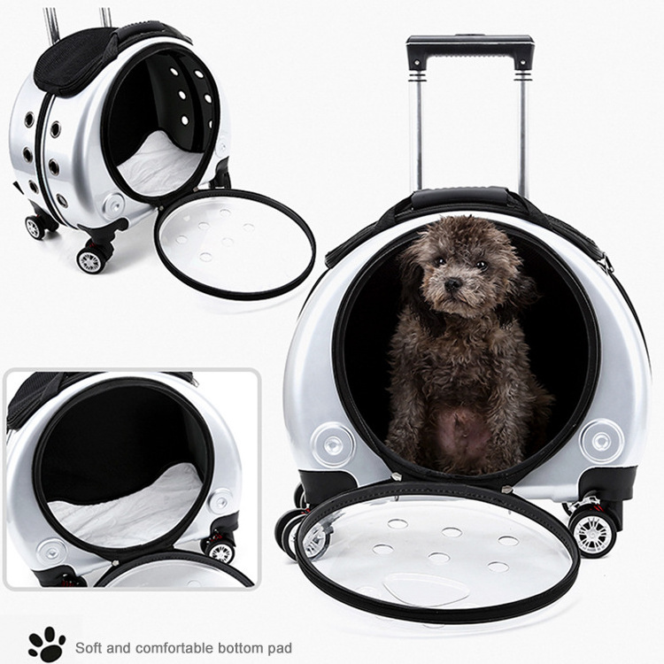 Top Seller Hoopet Acrylic Trolley Pet Dog Cat Bed Backpack Luggage Box Carrier