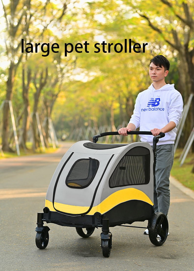 In stock outdoor 4 Wheels folding breathable cat dog trolley large pet strollers for disabled dogs