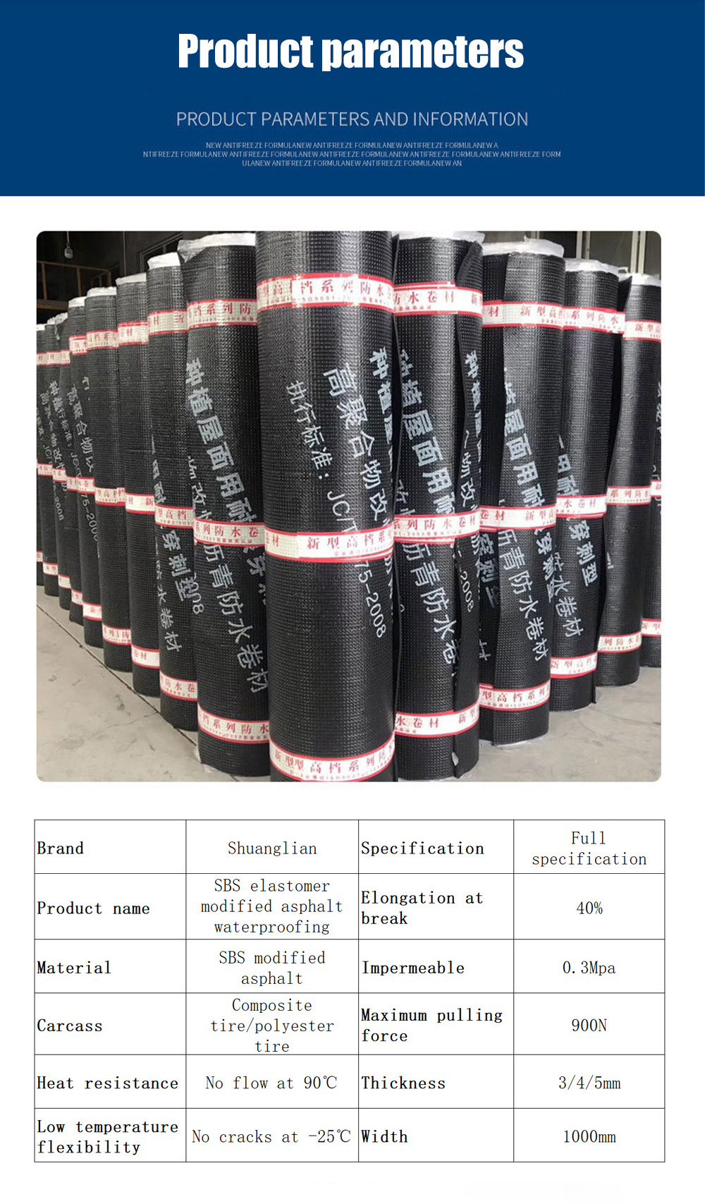 3Mm Thickness High Quality Sbs Modified Asphalt Roofing Membrane/Felt Easy Construction Waterproof Membrane