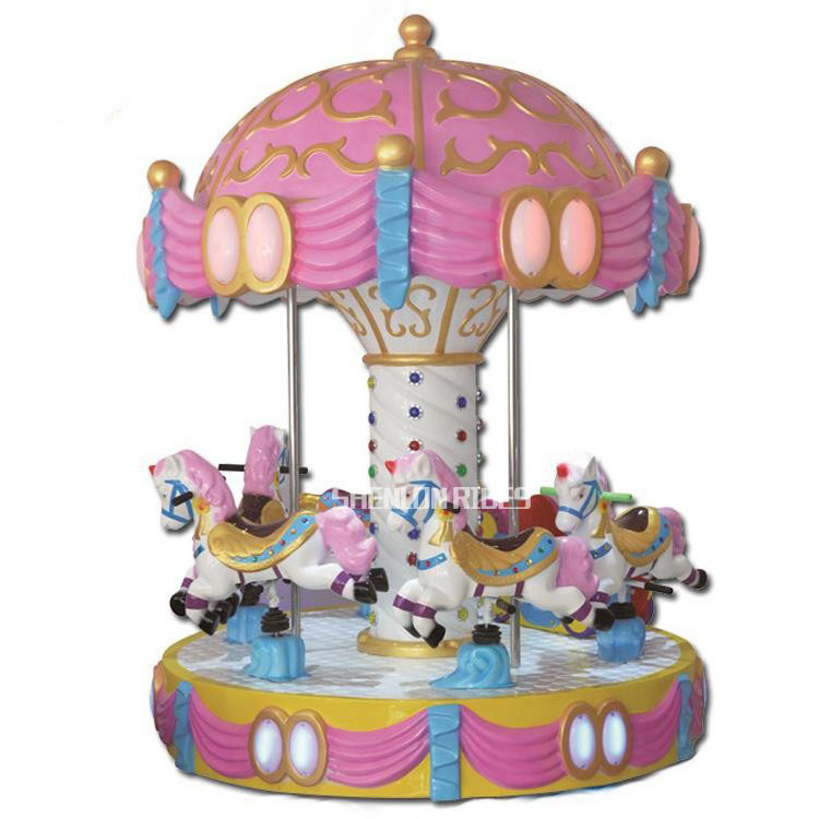 Amusement Park Kiddie Ride Indoor Game 6 Seaters Mini Carousel Small Kids Carousel